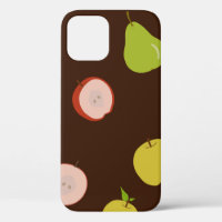 Seamless pattern with multi-coloured apples and pe