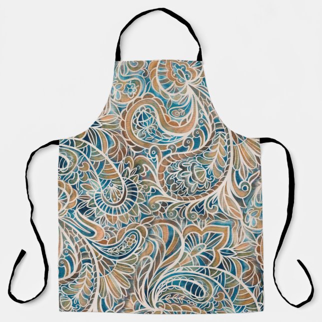 Seamless pattern with multicolor Paisley print. Ha Apron (Front)