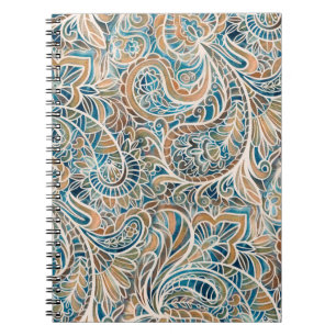 Seamless pattern with multicolor Paisley print. Ha Notebook