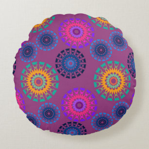 Seamless pattern with multicolored round openwork cushion