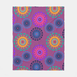 Seamless pattern with multicolored round openwork fleece blanket