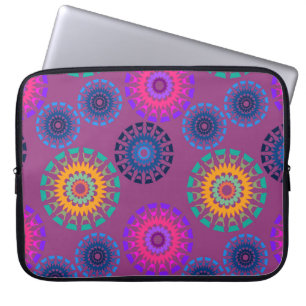 Seamless pattern with multicolored round openwork laptop sleeve
