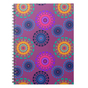 Seamless pattern with multicolored round openwork notebook