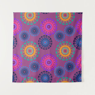 Seamless pattern with multicolored round openwork tapestry