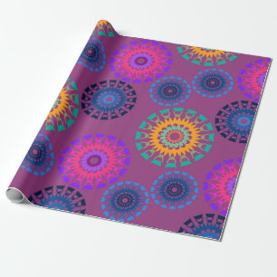 Seamless pattern with multicolored round openwork wrapping paper