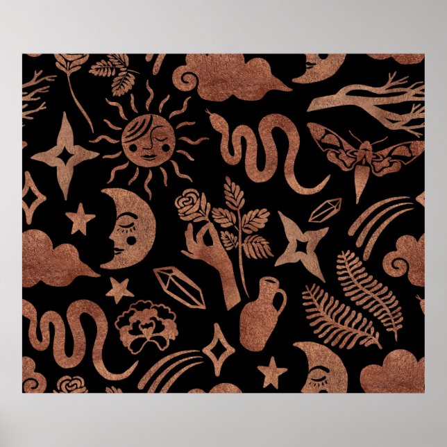 Seamless pattern with mystical and magic symbols.  poster (Front)