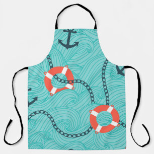 Seamless pattern with nautical attributes. Freehan Apron