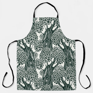 seamless pattern with old deciduous trees. Styliz Apron