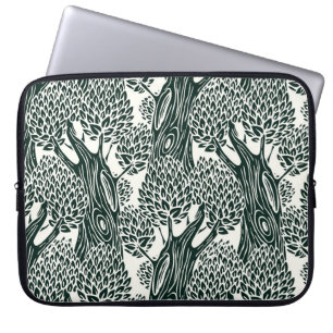 seamless pattern with old deciduous trees. Styliz Laptop Sleeve
