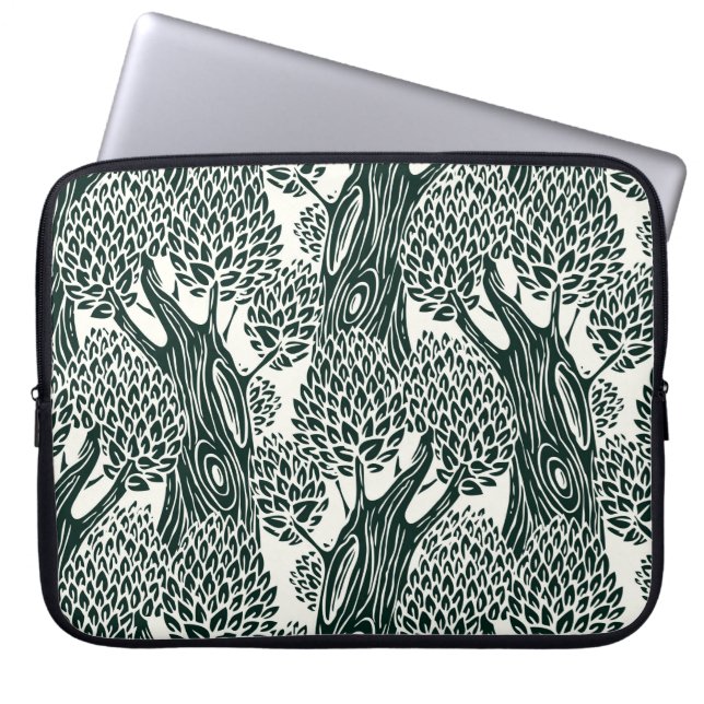  seamless pattern with old deciduous trees. Styliz Laptop Sleeve (Front)