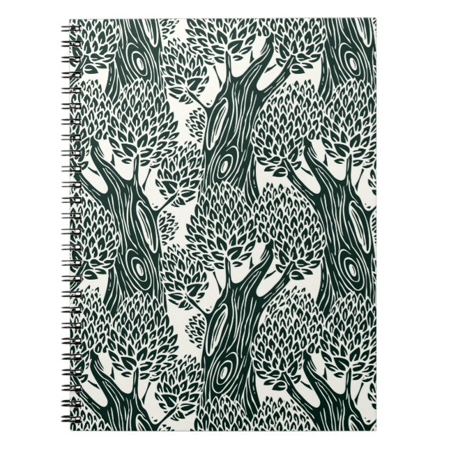  seamless pattern with old deciduous trees. Styliz Notebook (Front)