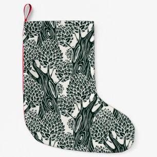 seamless pattern with old deciduous trees. Styliz Small Christmas Stocking