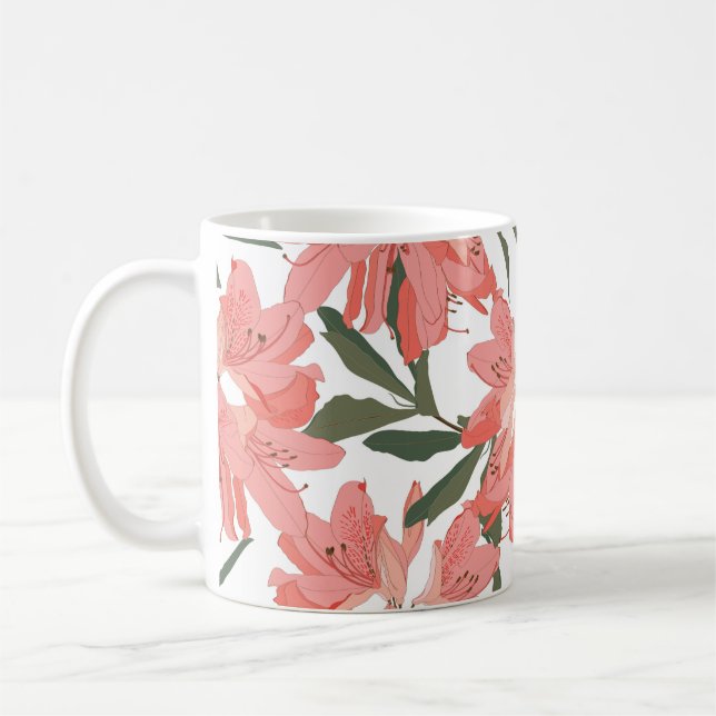 Seamless pattern with Oleander flower. Floral comp Coffee Mug (Left)