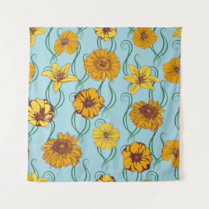 Seamless pattern with orange flowers of wild rose, tapestry