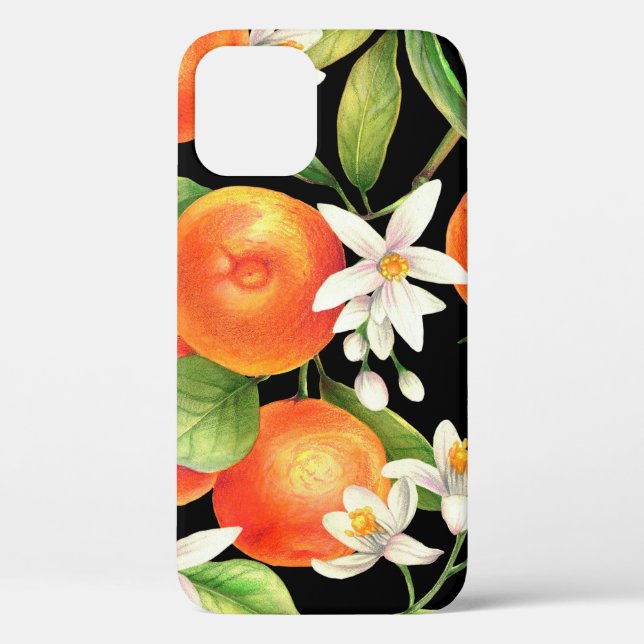 Seamless pattern with orange fruits, flowers and l Case-Mate iPhone case (Back)