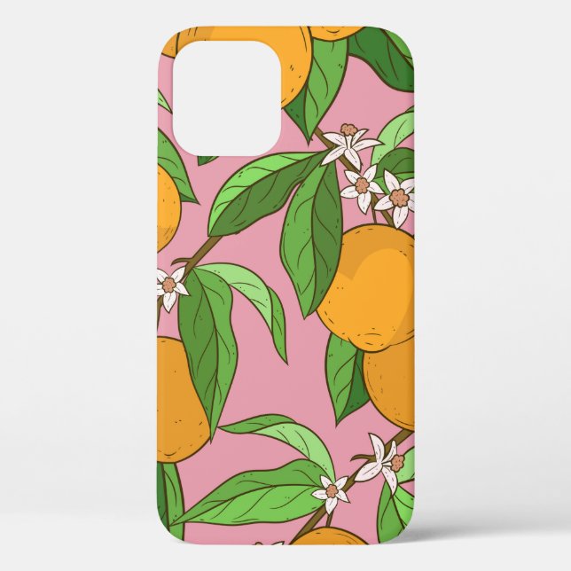 Seamless pattern with oranges,leaves,white flowers Case-Mate iPhone case (Back)