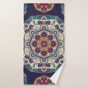 Seamless pattern with ornamental floral ethnic man bath towel