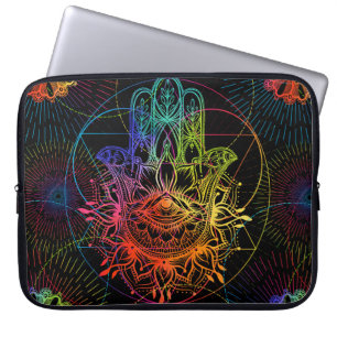 Seamless pattern with ornate hand drawn hamsa. Pop Laptop Sleeve