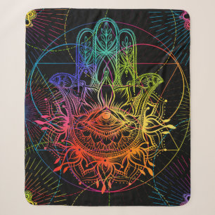 Seamless pattern with ornate hand drawn hamsa. Pop Sherpa Blanket