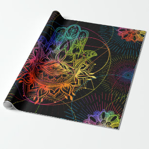 Seamless pattern with ornate hand drawn hamsa. Pop Wrapping Paper