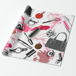 Seamless pattern with painted makeup wrapping paper