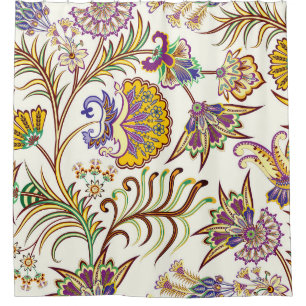 Seamless pattern with paisley floral shower curtain