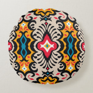 Seamless pattern with paisley ornament round cushion