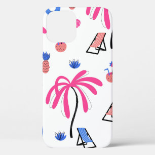 Seamless pattern with palm trees pineapples coconu iPhone 12 case