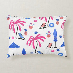 Seamless pattern with palm trees pineapples coconu decorative cushion