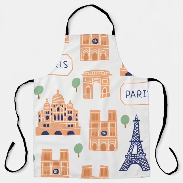Seamless pattern with Parisian landmarks paris sig Apron (Front)