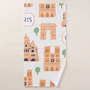 Seamless pattern with Parisian landmarks paris sig Bath Towel