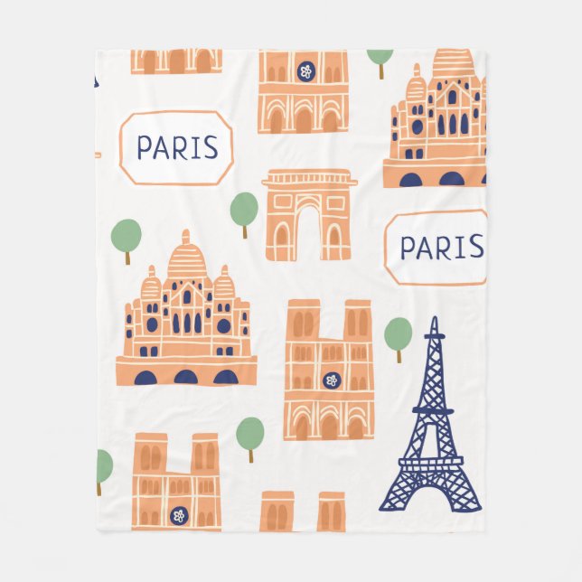 Seamless pattern with Parisian landmarks paris sig Fleece Blanket (Front)