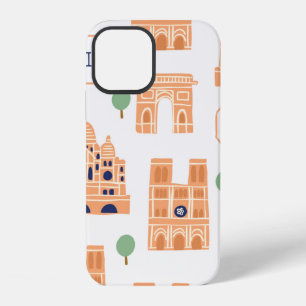 Seamless pattern with Parisian landmarks paris sig iPhone 12 Case