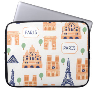 Seamless pattern with Parisian landmarks paris sig Laptop Sleeve