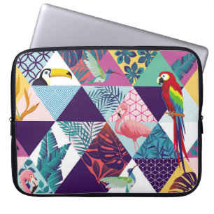 seamless pattern with Parrot, Toucans, Hummingbird Laptop Sleeve