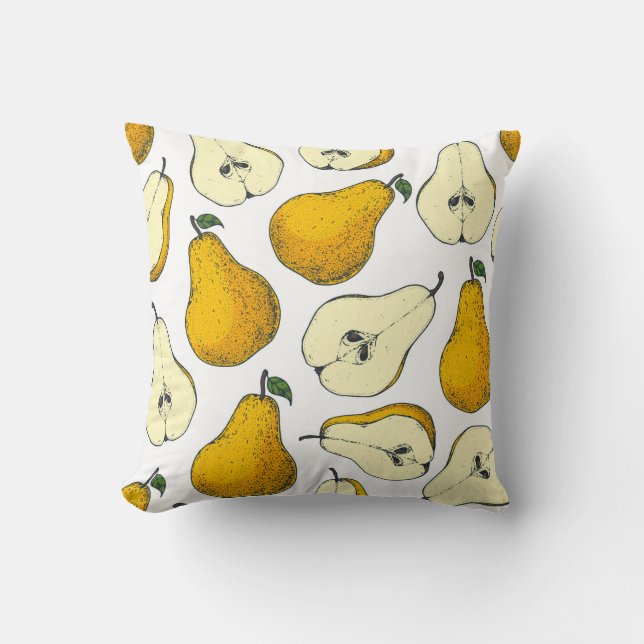 Seamless pattern with pear. Hand drawn pattern bac Cushion (Front)