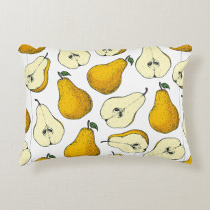 Seamless pattern with pear. Hand drawn pattern bac Decorative Cushion