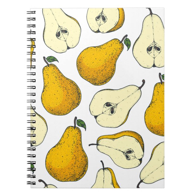 Seamless pattern with pear. Hand drawn pattern bac Notebook (Front)