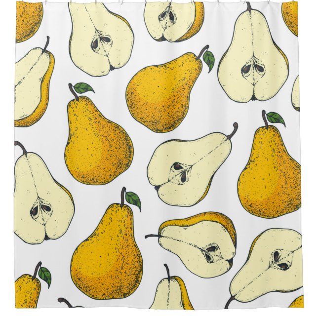 Seamless pattern with pear. Hand drawn pattern bac Shower Curtain (Front)