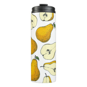 Seamless pattern with pear. Hand drawn pattern bac Thermal Tumbler
