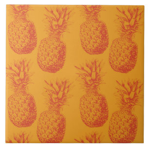 Seamless pattern with pineapples ceramic tile