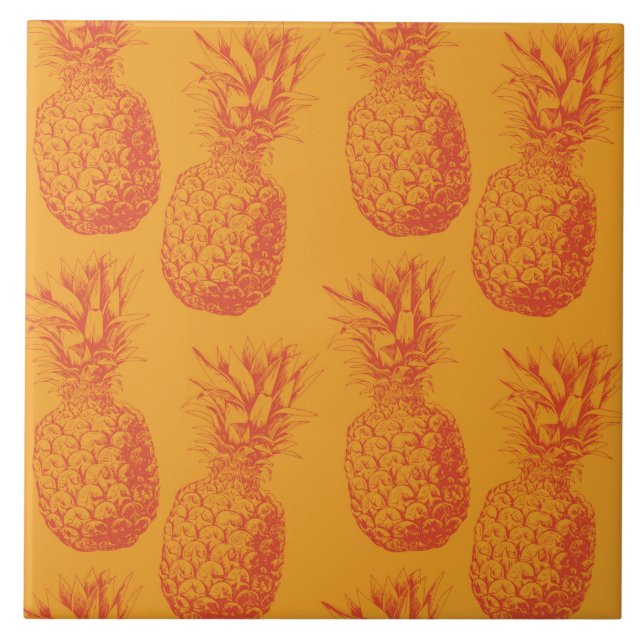 Seamless pattern with pineapples ceramic tile (Front)