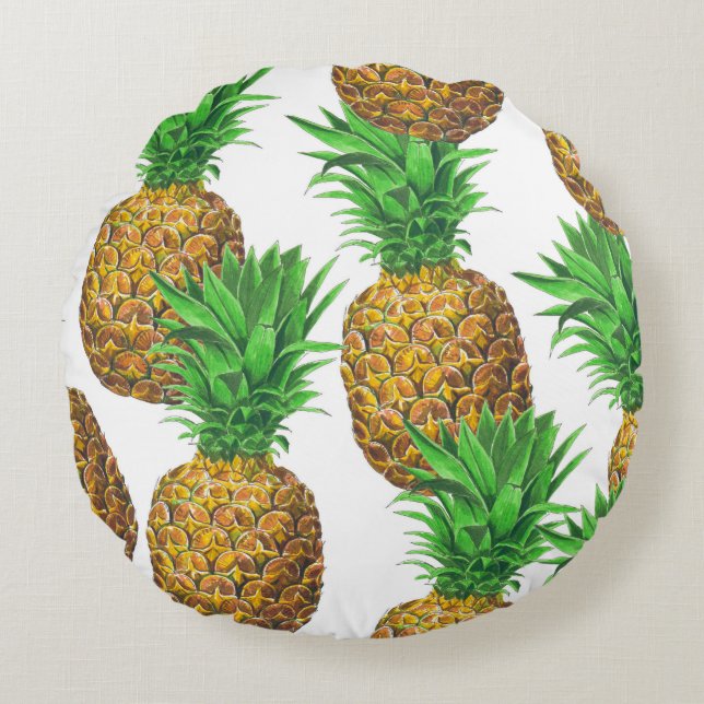 Seamless pattern with pineapples round cushion (Front)