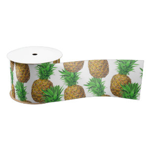 Seamless pattern with pineapples satin ribbon