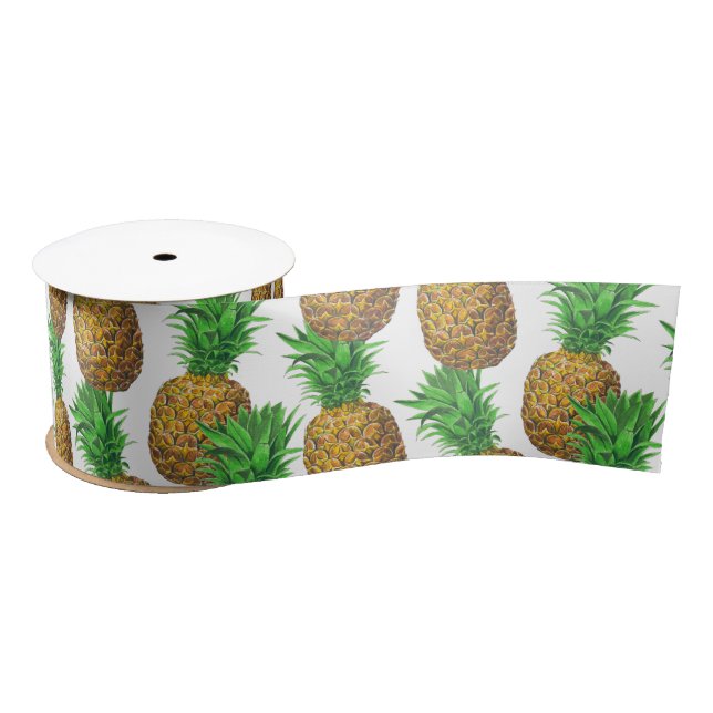Seamless pattern with pineapples satin ribbon (Spool)
