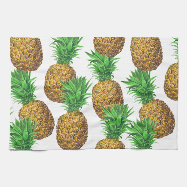 Seamless pattern with pineapples tea towel (Horizontal)