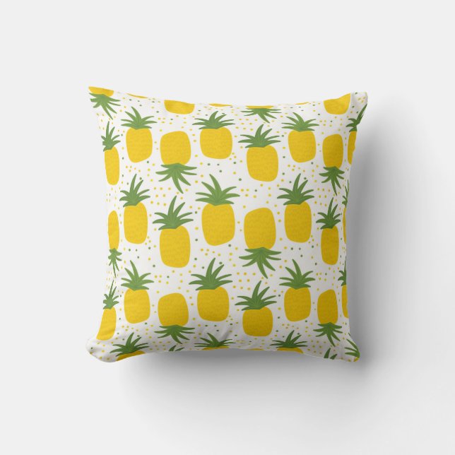 Seamless pattern with pineapples. Yellow pineapple Cushion (Front)