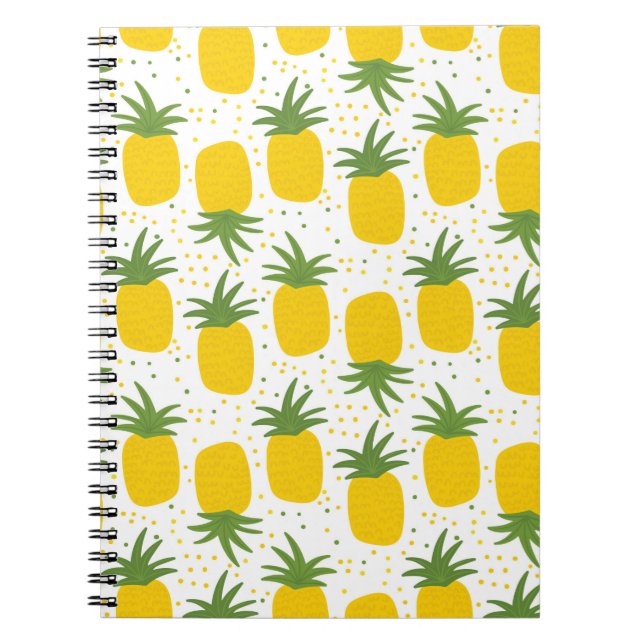 Seamless pattern with pineapples. Yellow pineapple Notebook (Front)