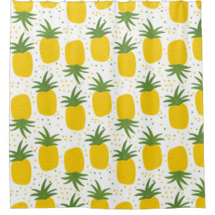Seamless pattern with pineapples. Yellow pineapple Shower Curtain