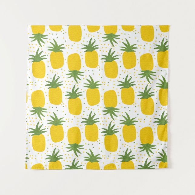 Seamless pattern with pineapples. Yellow pineapple Tapestry (Front)